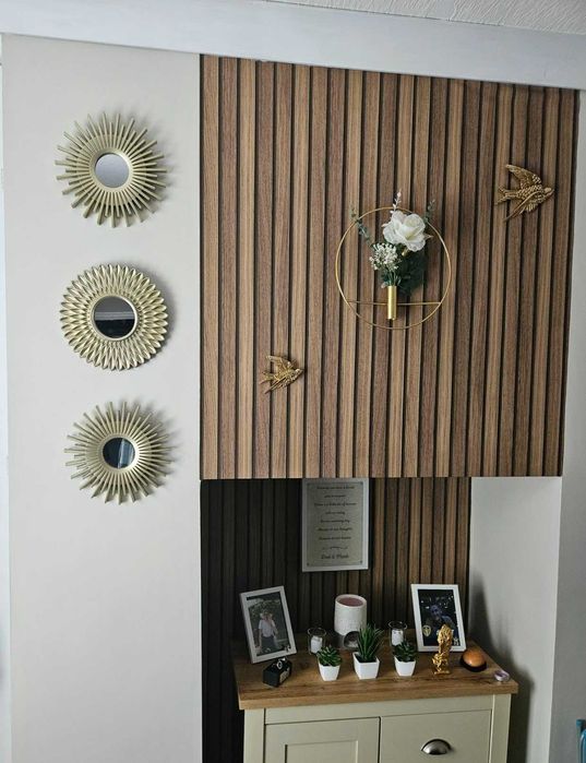 Dekoracja zestaw 3 luster w złotych ramkach do domu na ścianę