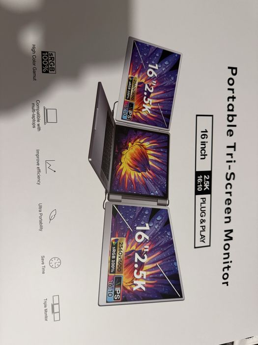 Monitor externo duplo USB-C/HDMI 2.5K 2560x1600