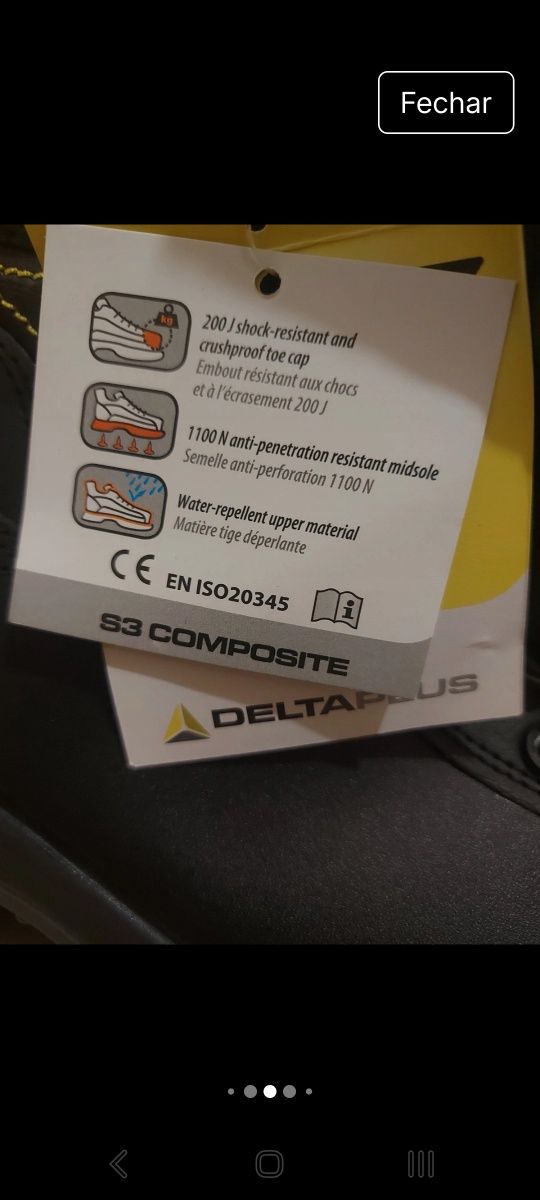 Botas de Segurança Deltaplus de alta resistência, tamanho 46