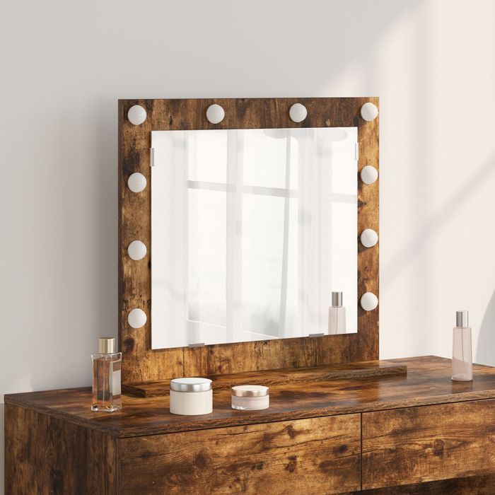 Lustro toaletowe LED kolor przyciemnianego dębu 60x55x18 cm