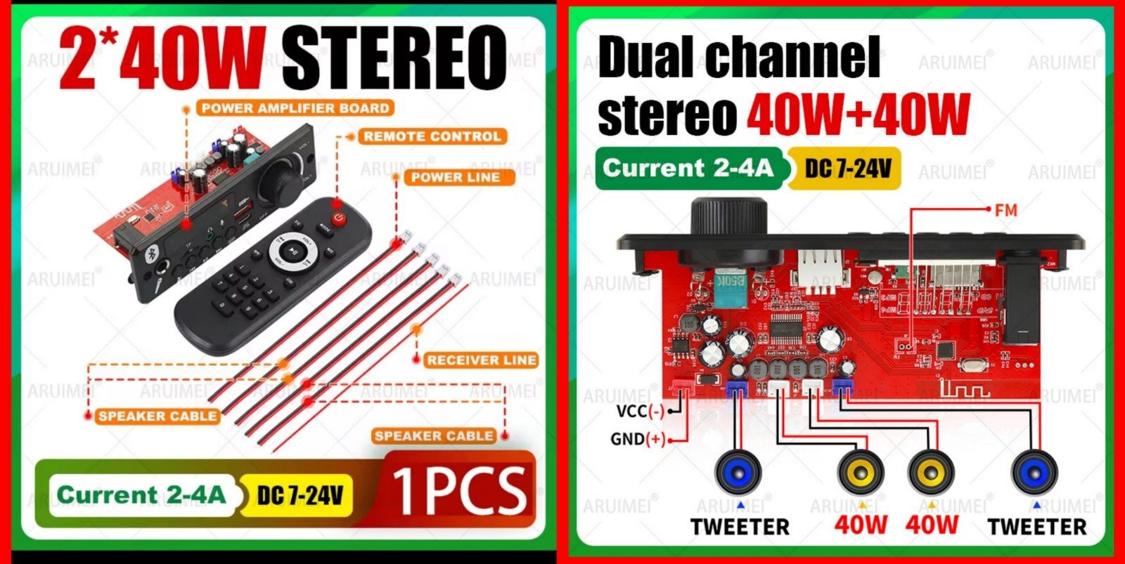 Bluetooth MP3 модуль Kebidu S Plus. 2×40w.
