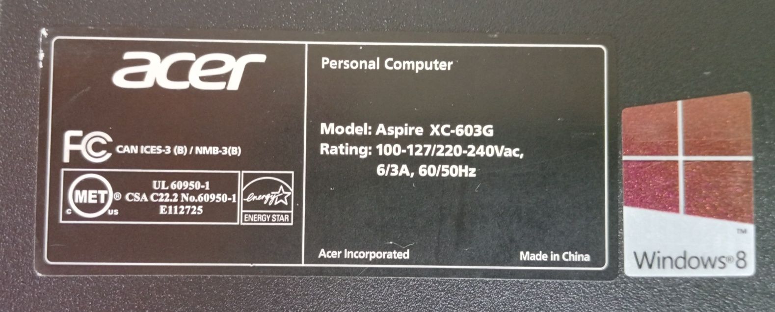 Komputer stacjonarny Acer Aspire XC-603G 8GB/128 GB SSD