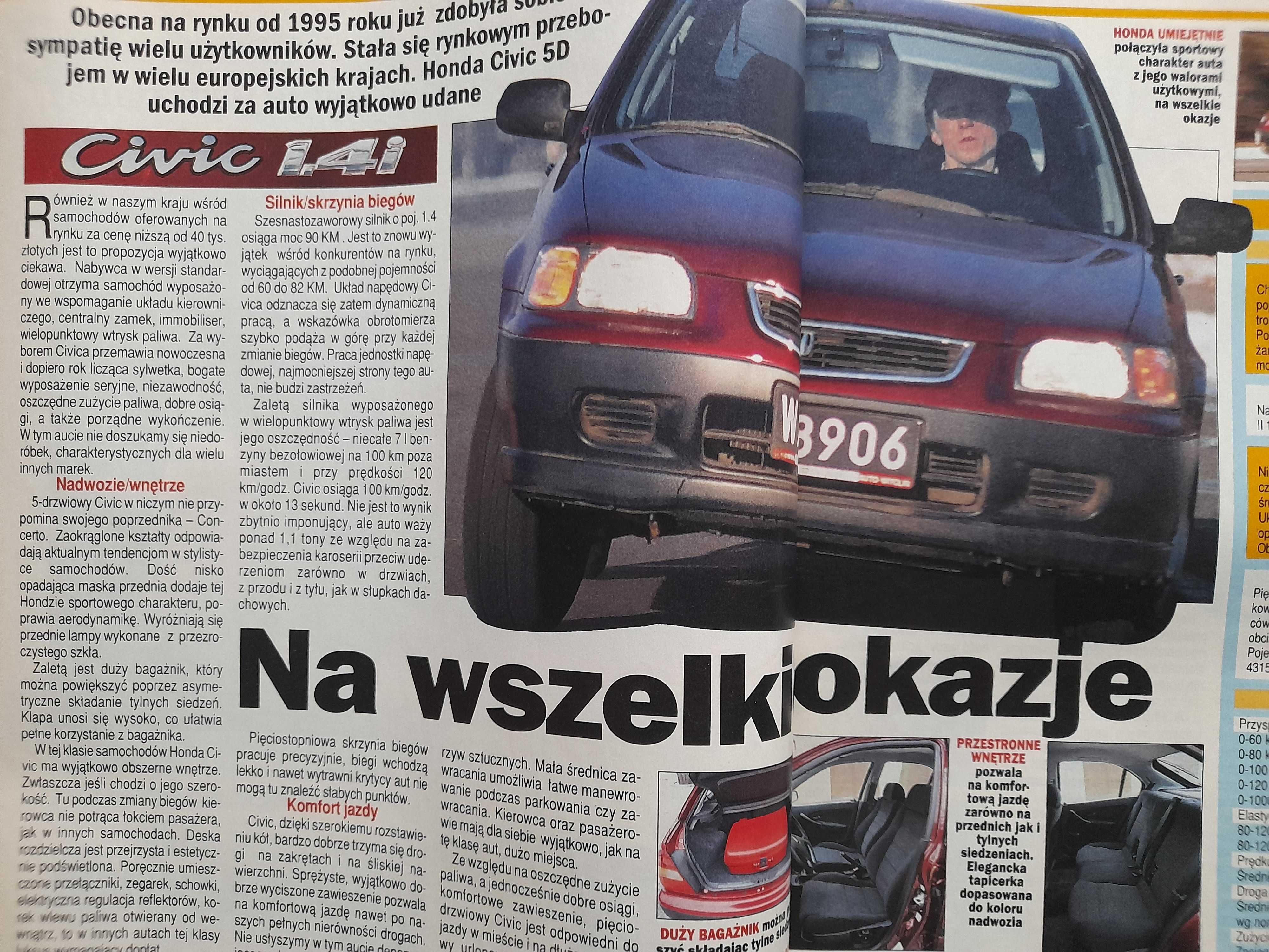 AŚ BMW 5, Civic, Syrena, Lancia Kappa, Toyota Maga Cruiser rok 1996