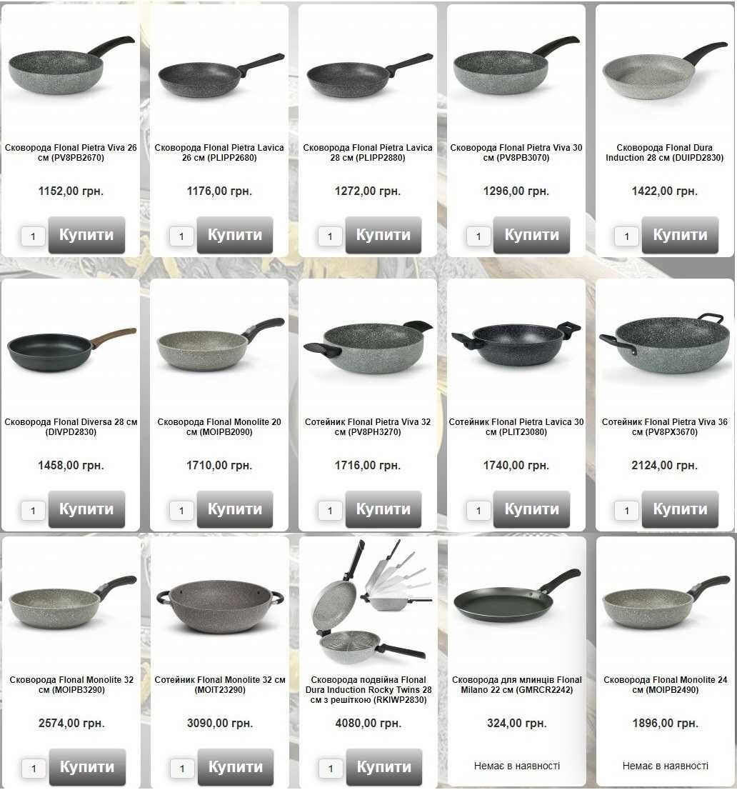 Сковородки, сотейники Flonal (Италия) для индукционных плит