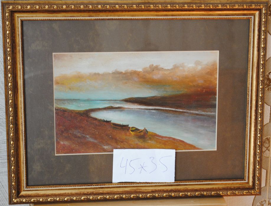 Пейзаж осень вода лодки.