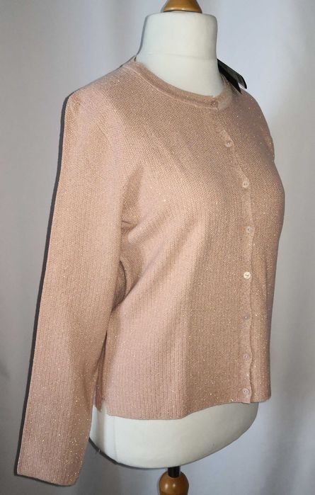 Massimo Dutti Новая кофта с люрексом M вискоза хлопок нюд розовый беж