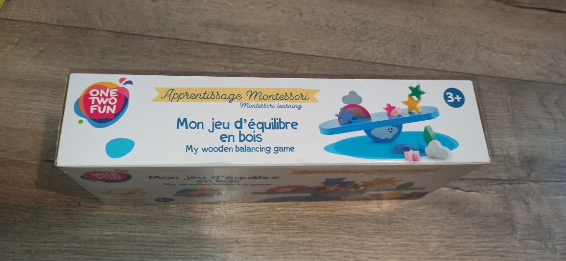 Gra nowa drewniana zręcznościowa 3+ ruchome klocki równoważnia