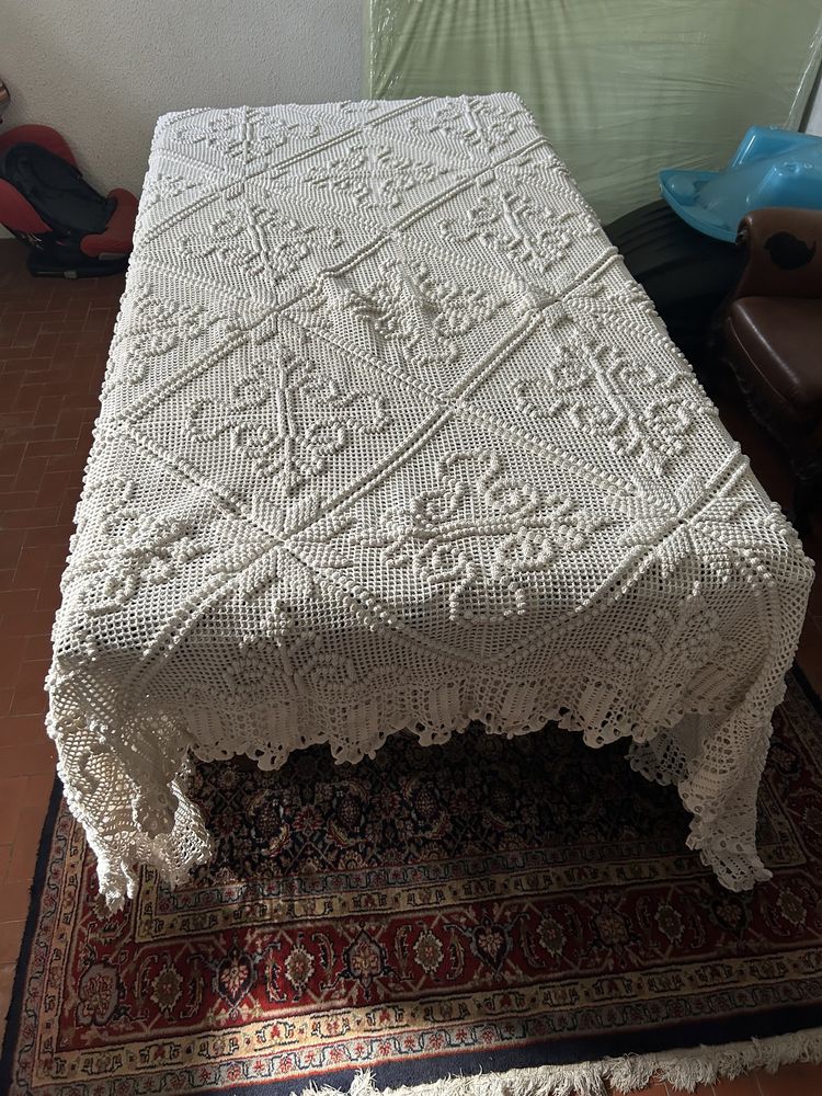 Conjunto cama de casal de croché artesanal