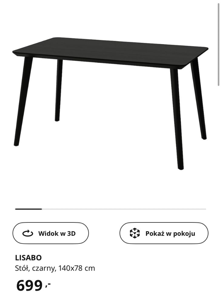 Stół czarny Lisabo Ikea 140x78