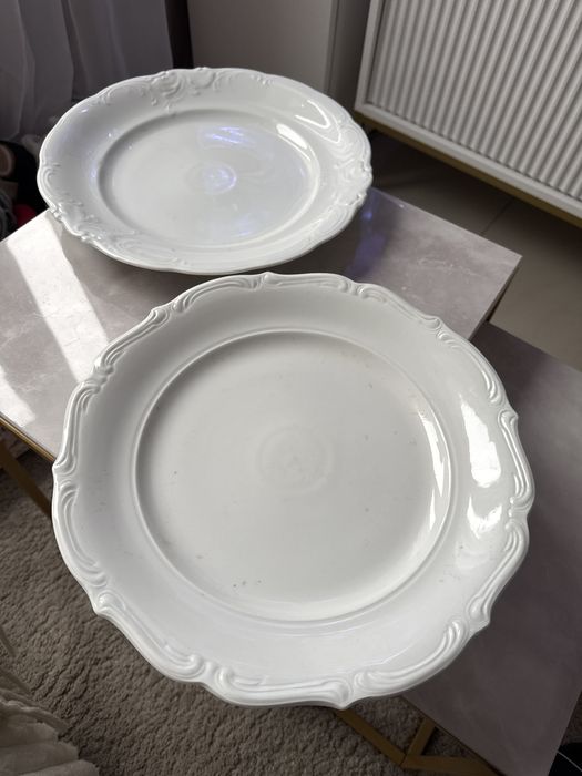 Kultowe vintage talerze podtalerze wałbrzych białe duże