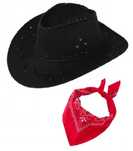 Zestaw kowboja czarny kapelusz + bandana