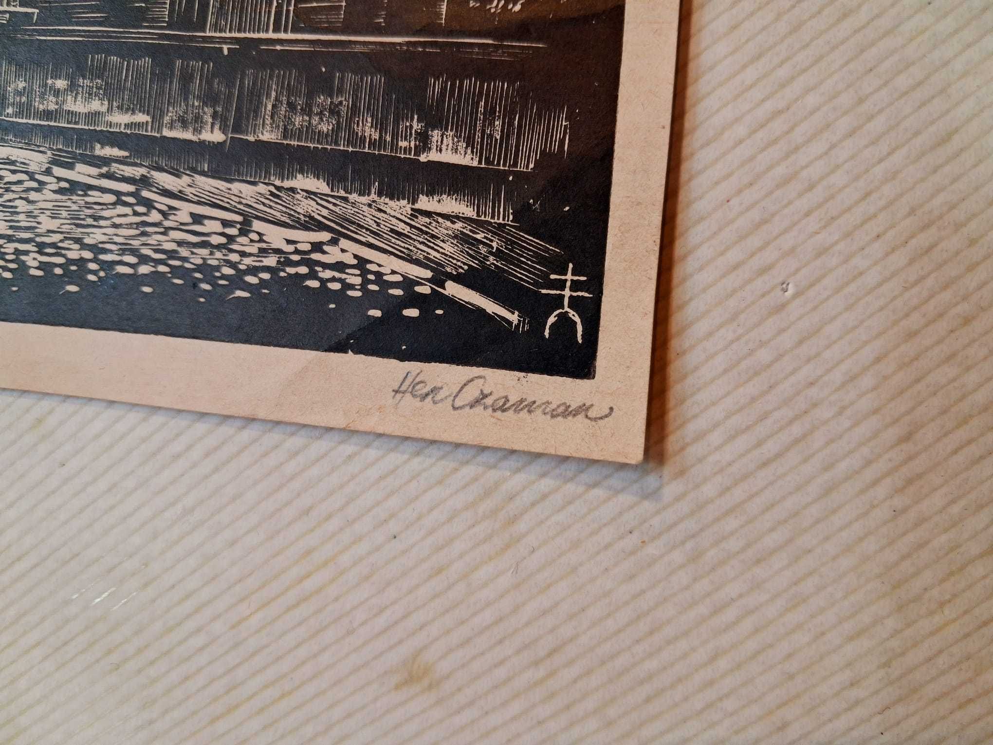UNIKAT oryginał sygnowana grafika HENRYK CZAMAN 1907 FARA INOWROCŁAW