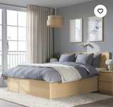 Łóżko ikea  MALM z pojemnikiem okleina dąb 180x200