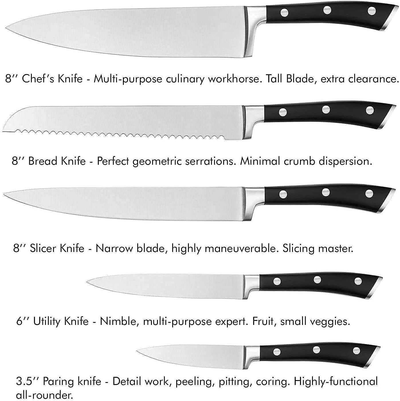 Conjunto de facas de cozinha em aço inoxidável de 6 peças (NOVO)