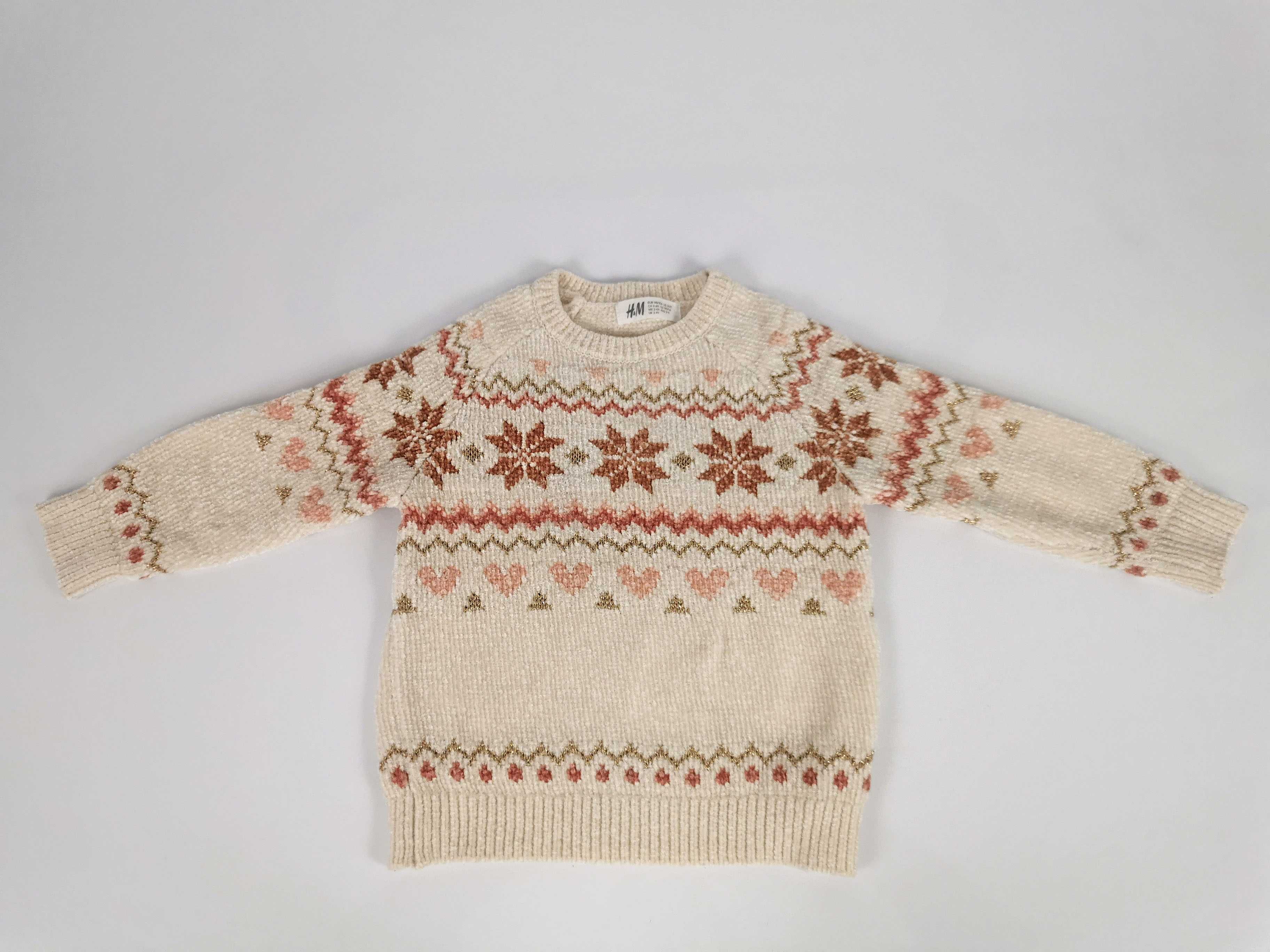Ciepły sweterek dla dziewczynki zimowy norweski H&M r.98/104 na 2-4 la
