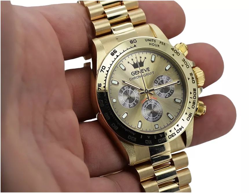 Złoty zegarek z bransoletą męski 14k Geneve mw014ydgb&mbw015y Katowice