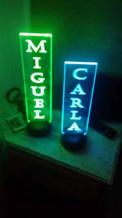 candeeiros led personalizados com nomes ou clubes e frases