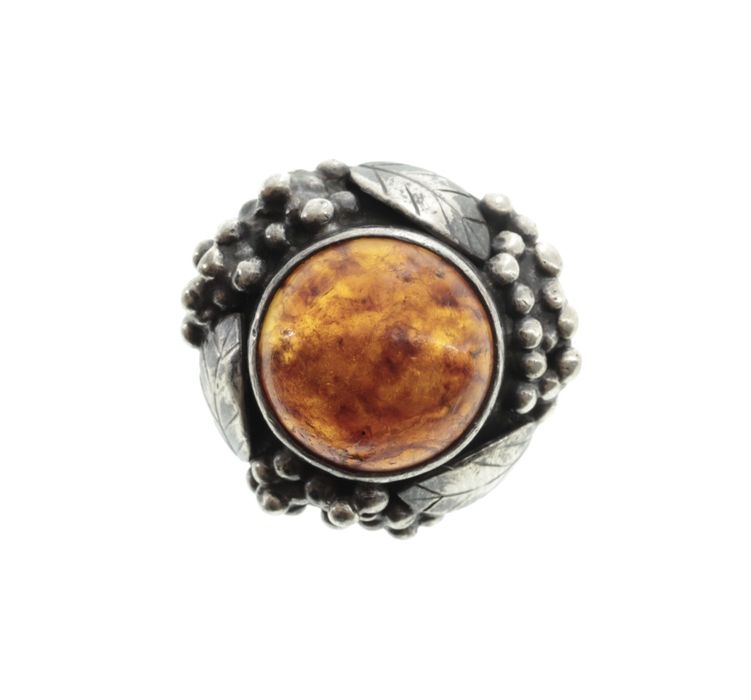 Duży pierścionek ORNO z bursztynem