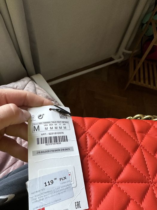 Torebka pikowana zara nowa czerwona