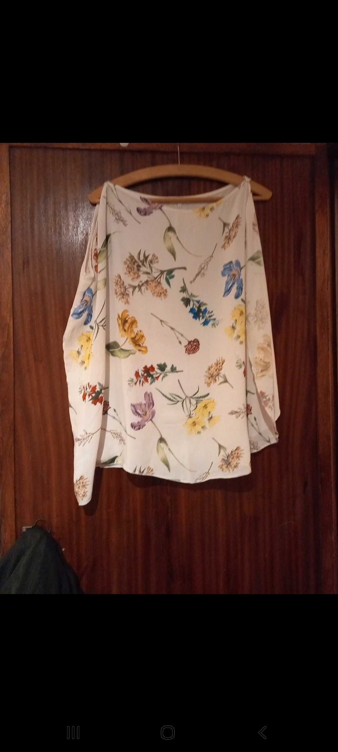 Blusa de cavas, branca com flores - S - Salsa