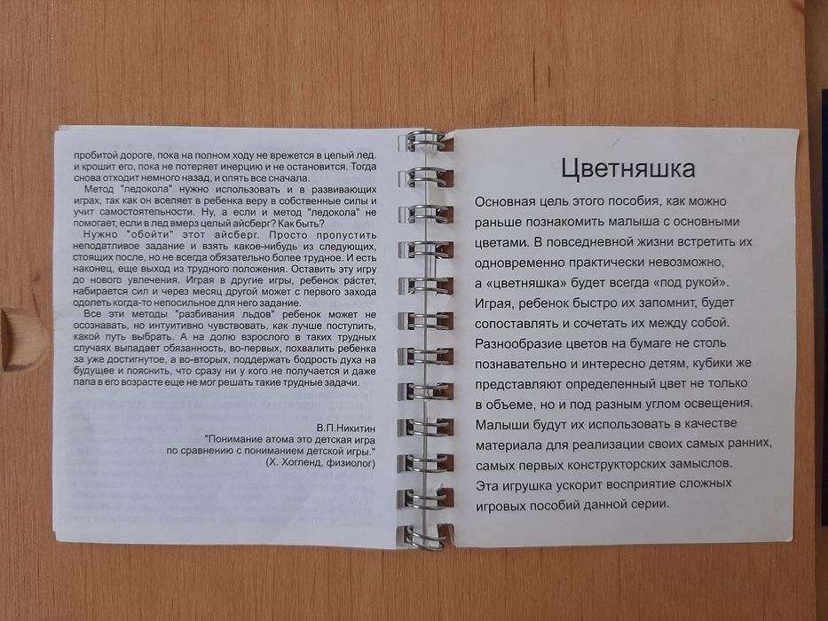 Деревянные кубики Никитина. Цветняшка