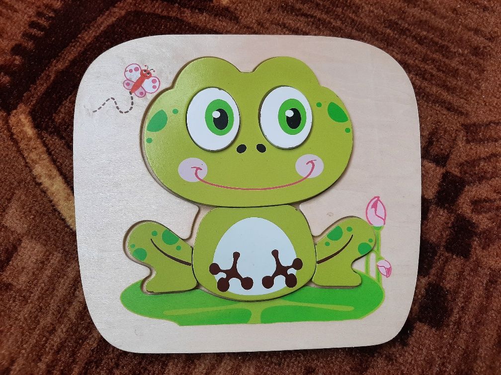 Układanka drewniana żaba żabka drewniane puzzle