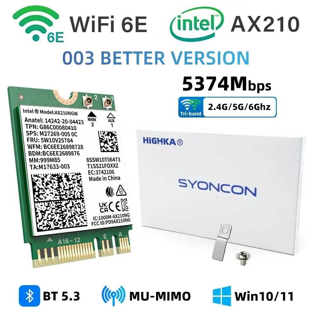 Wi-Fi адаптер Intel Wi-Fi 6E AX210 NGFF 2.4Gbps 802.11ax Bluetooth 5.3