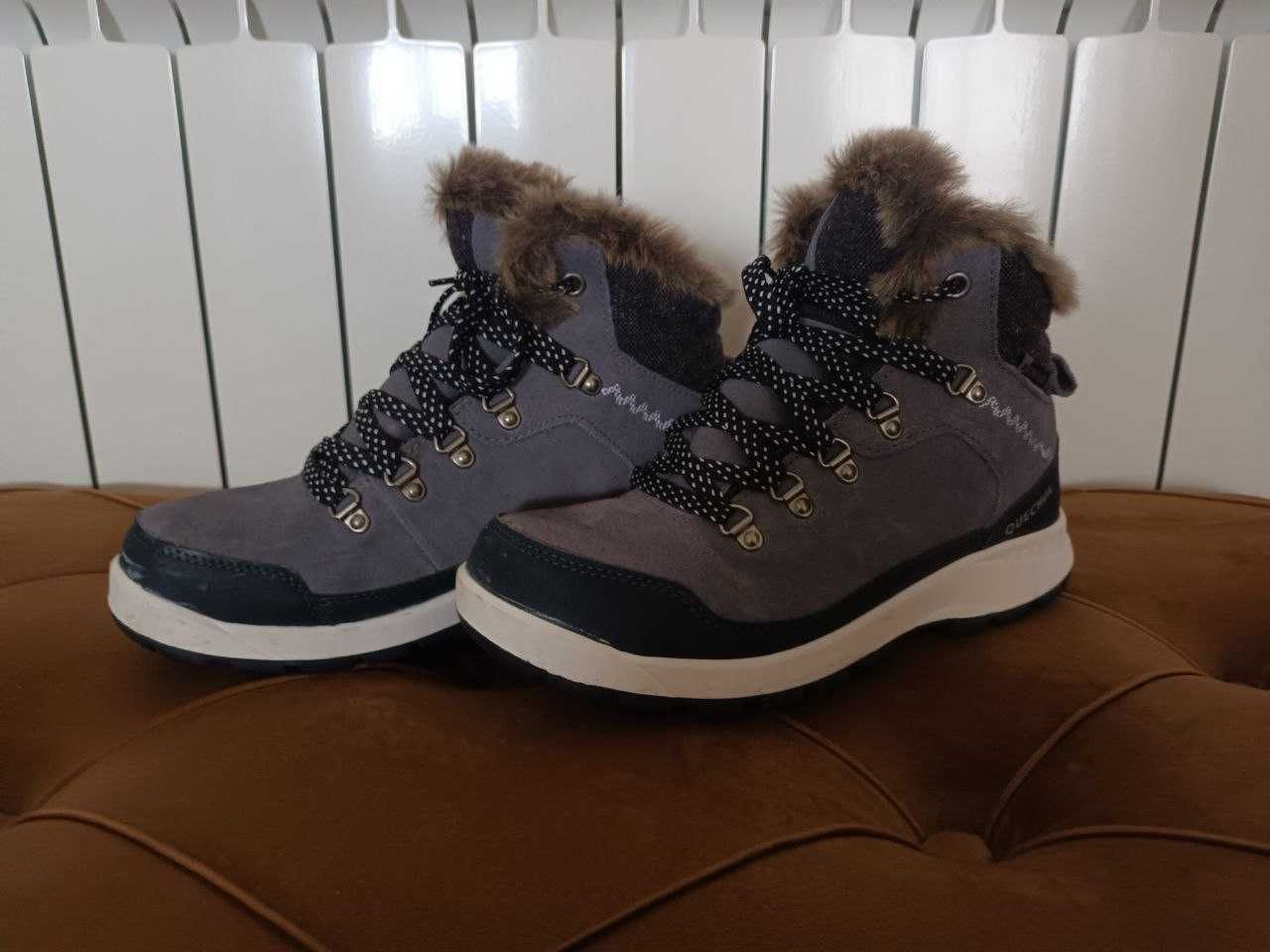 Botas de caminhada na neve quentes e impermeáveis em couro  Quechua