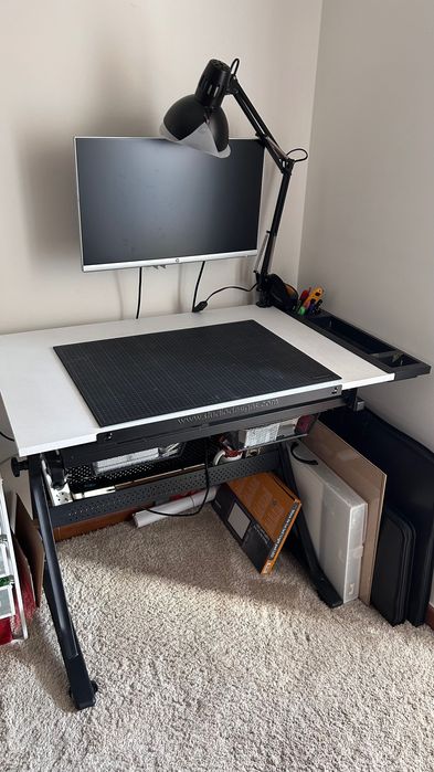 Mesa de Desenho Fusion, Inclinável a 45º, Preto e Branco