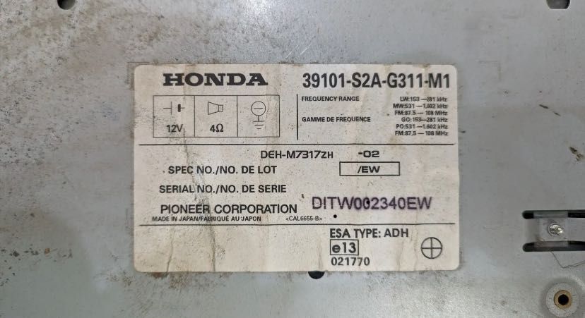 Radio cd Honda s2000