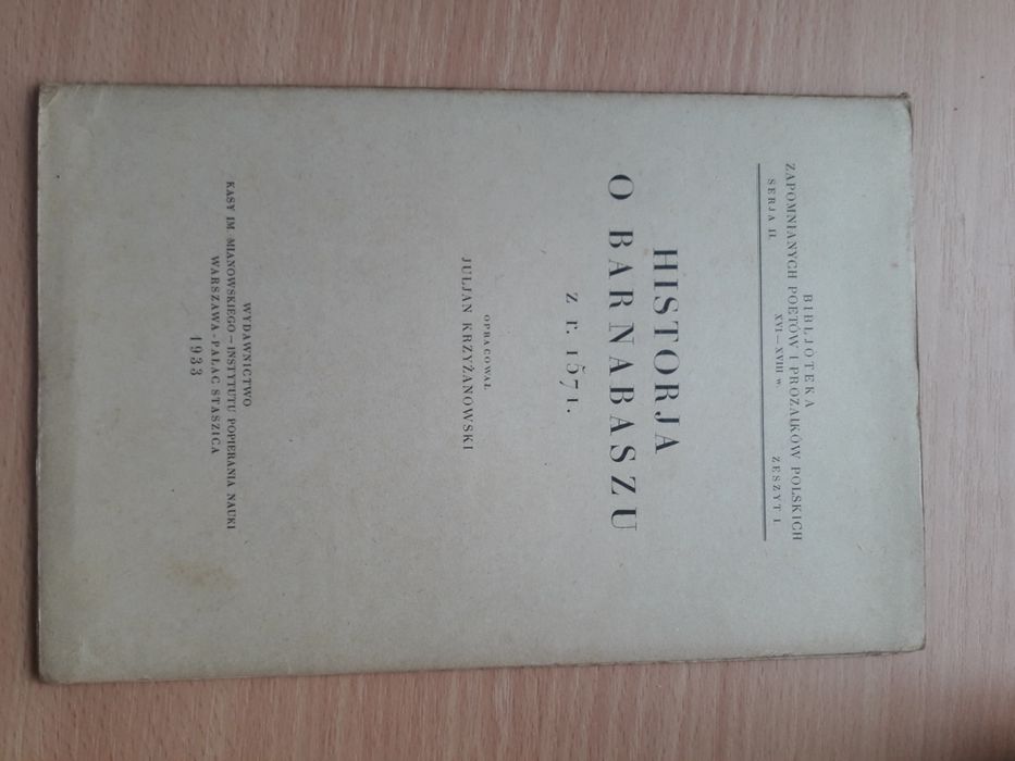 kolekcjonerska Historia o barnabasz Julian Krzyżanowski 1933