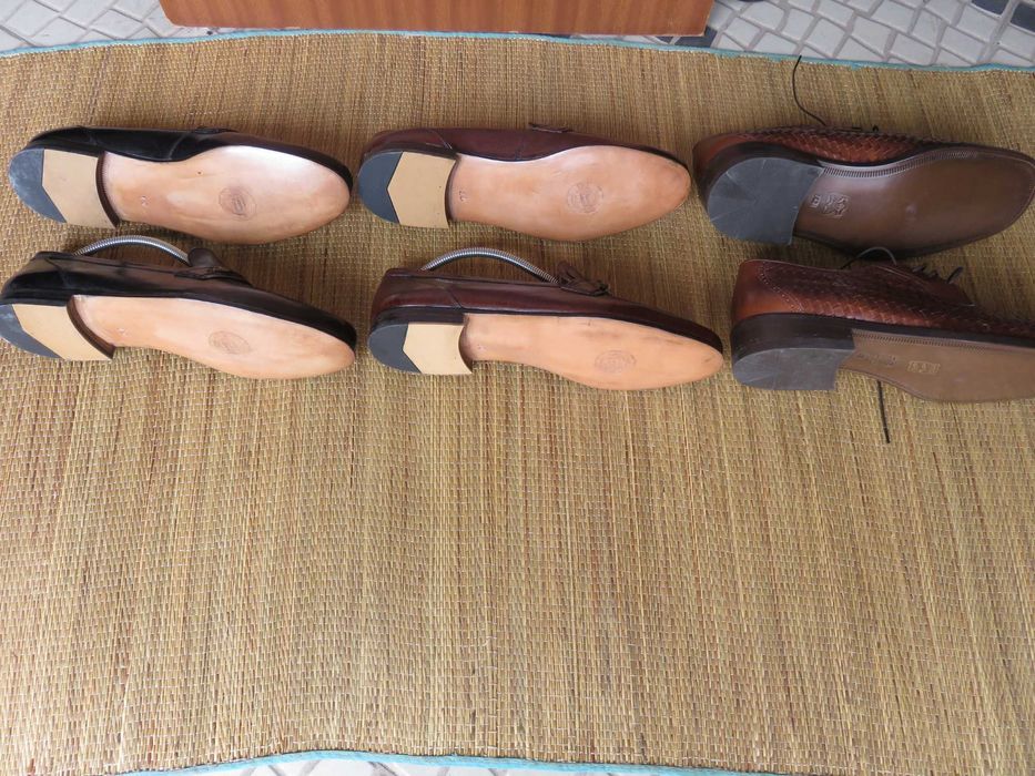 Sapatos para homem Lisos, entrançados em couro castanhos Nº43