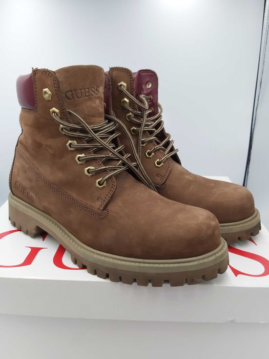 Glany botki GUESS trapery brązowe rozmiar 41 nubuk trzewiki