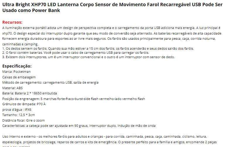 Lanterna XHP70 LED