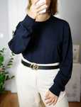 Wełniany granatowy sweter XL 100% wełna Zara oversize basic