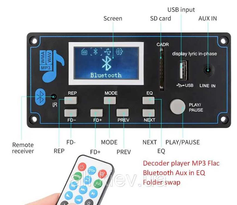 WUHUAMA Bluetooth MP3 Декодерная плата с дисплеем