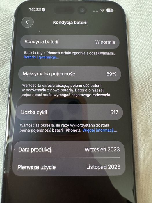 Iphone 15 pro stan idealny niebieski granat 128 gb apple telefon