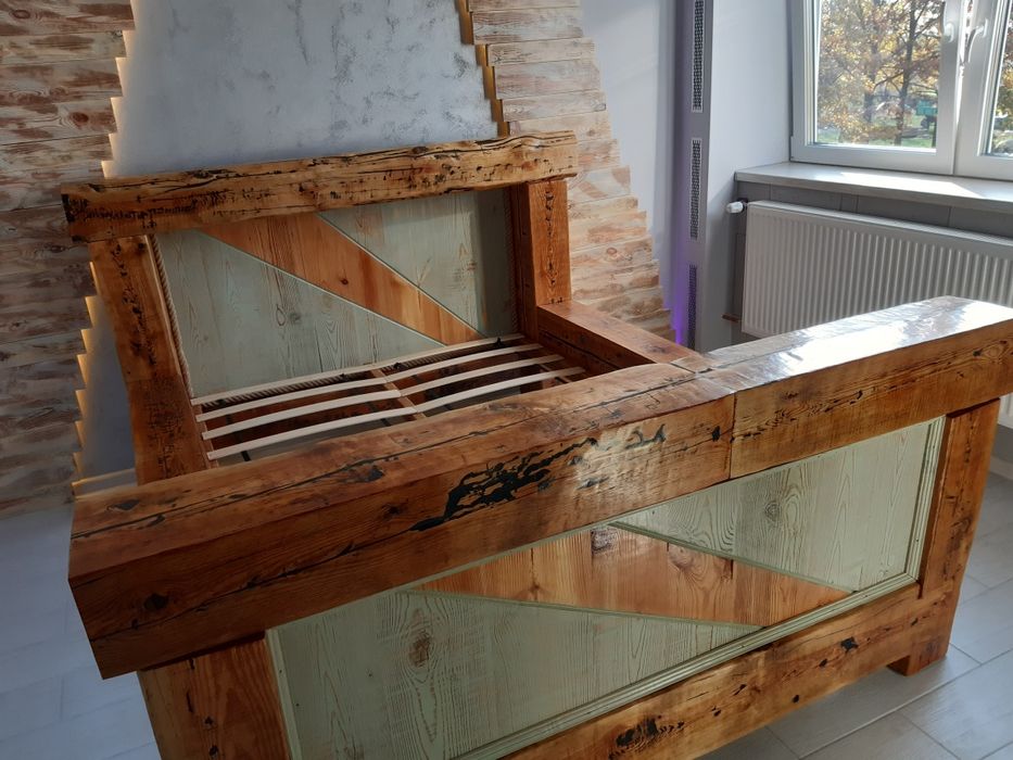 140 x 200, lozko z belek sosnowych, Solidne i ciężkie