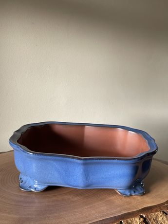 Bonsai Vaso Esmaltado Azul Indigo