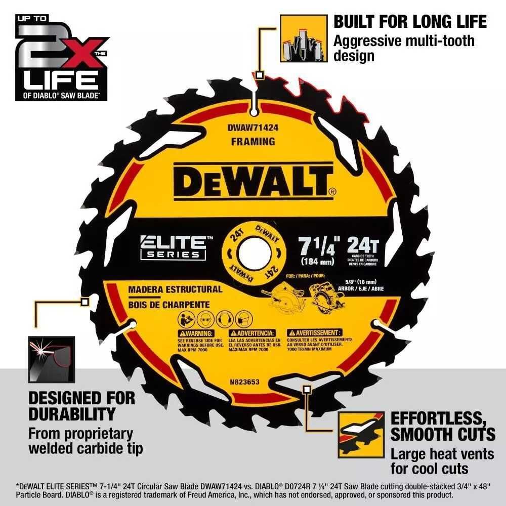 Пильный диск по дереву 184мм Dewalt DWAW71424 для DCS575 DCS578 DCS570
