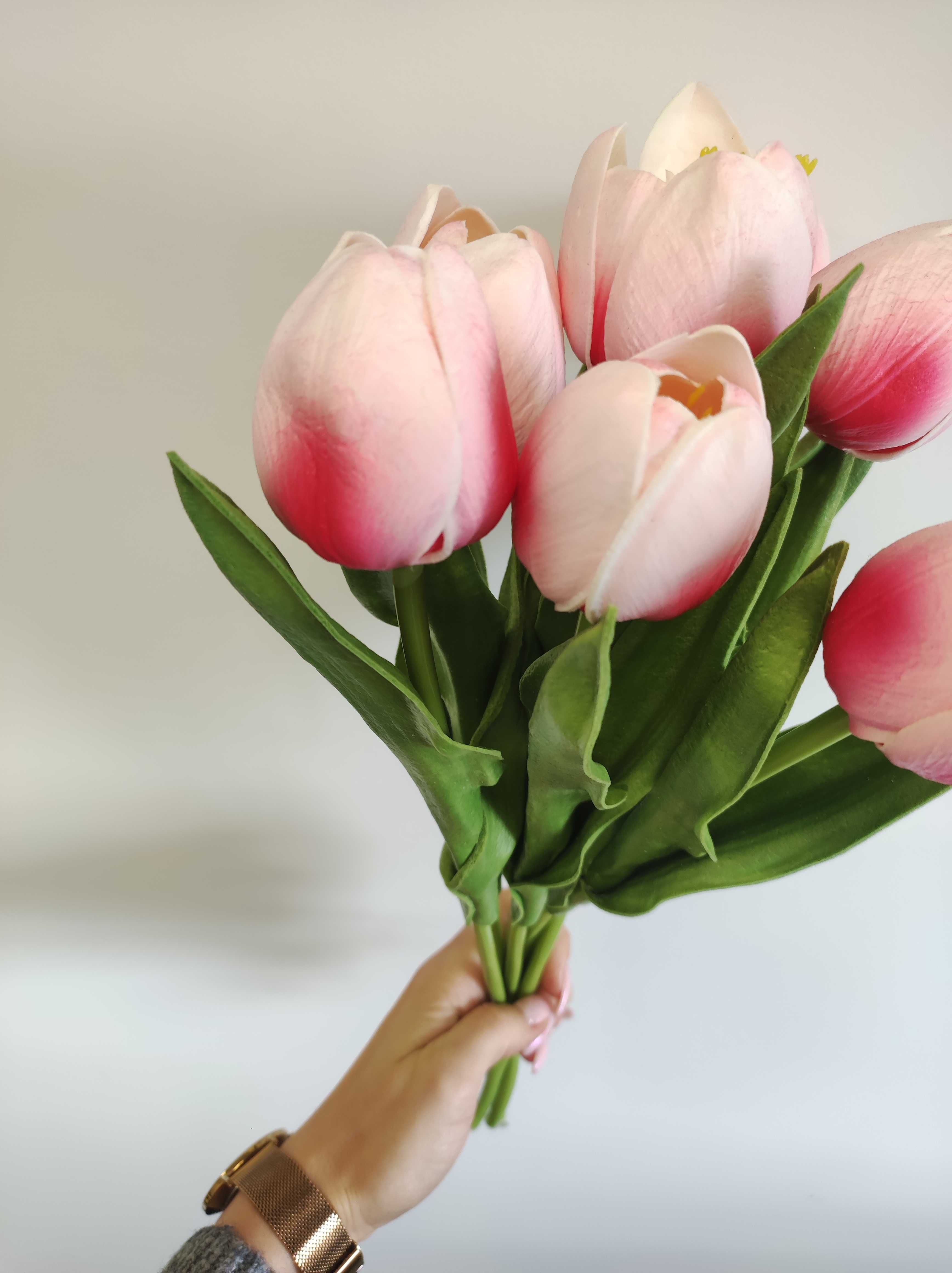 Bukiet tulipan sztuczne kwiaty jak żywe 6 szt. czerwone cieniowane