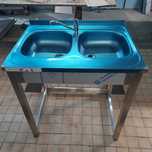 Zlew gastronomiczny 80x60x85 bez polki z bateria + syfon