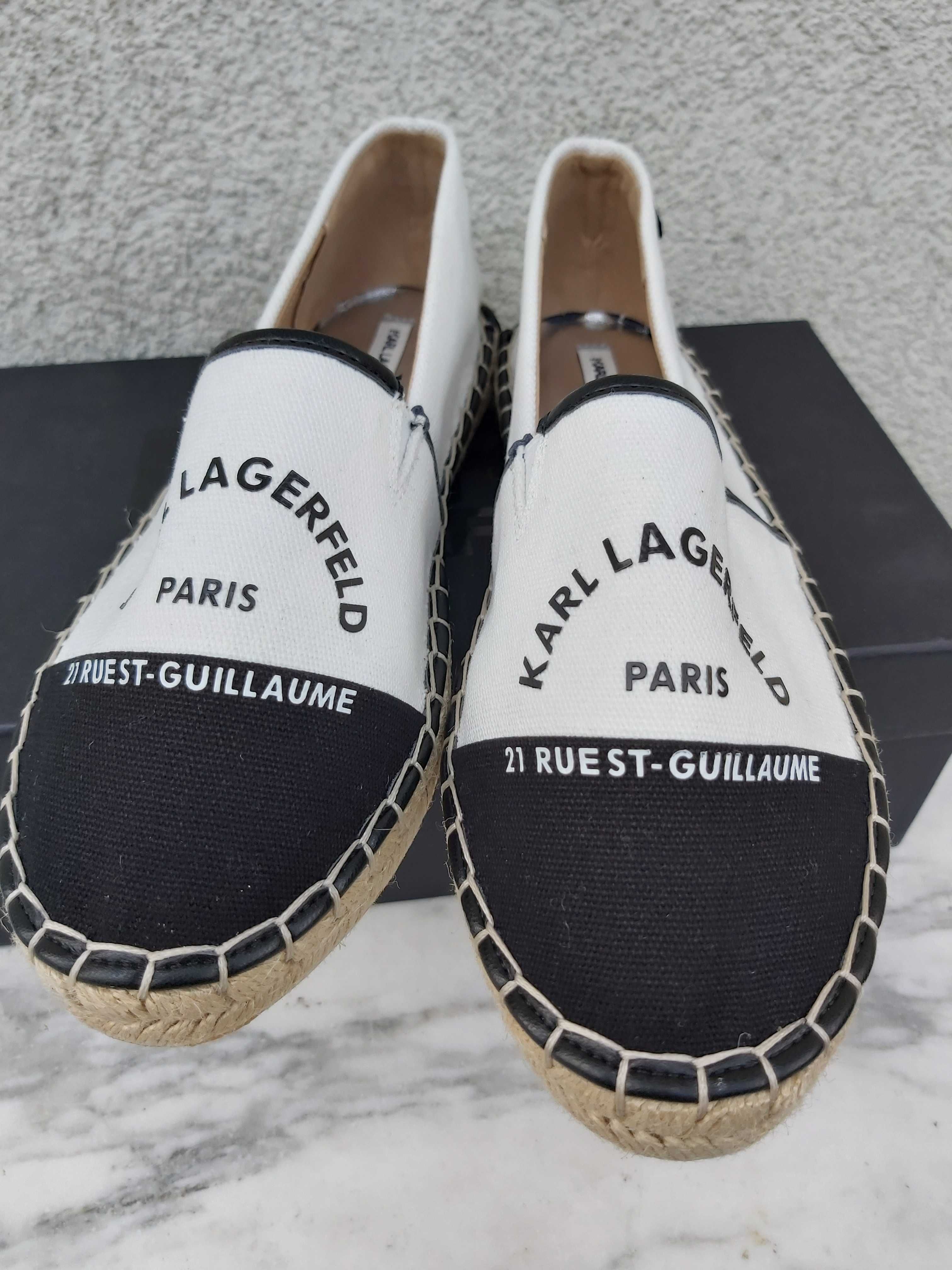 Nowe espadryle KARL LAGERFELD biale mokasyny trampki 37