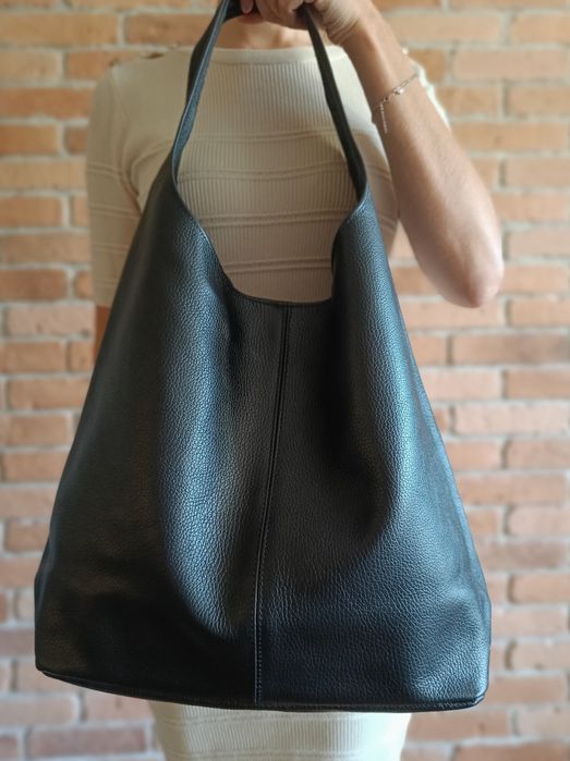 Torebka włoska Vera Pelle skóra naturalna czarna