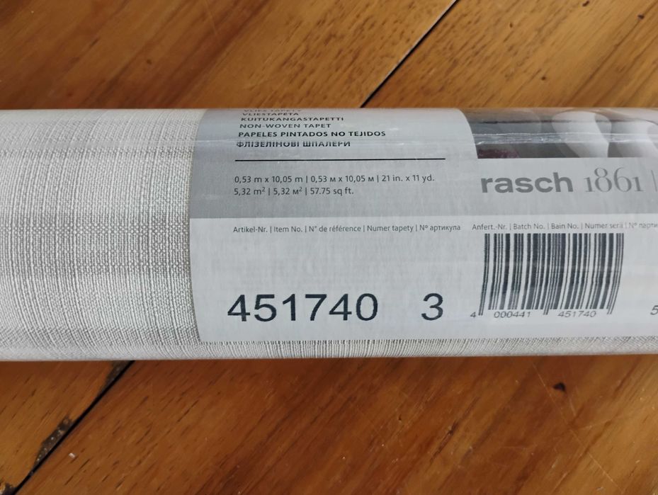 Tapeta Rasch, szara kratka, 5,32 m.