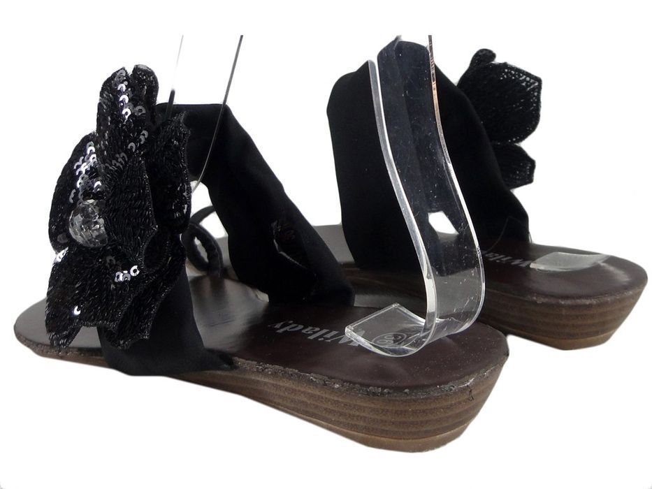 Czarne klapki damskie płaskie buty japonki 36