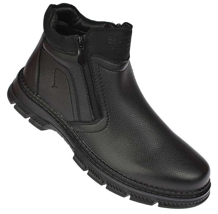 Botki męskie ocieplane kozaki na suwak trapery B-4-0754 czarne roz. 42