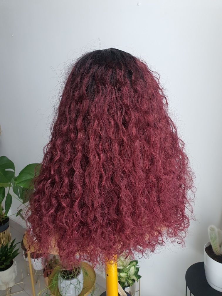 Peruka z włosów naturalnych loki loczki afroloki 45 cm grzywka