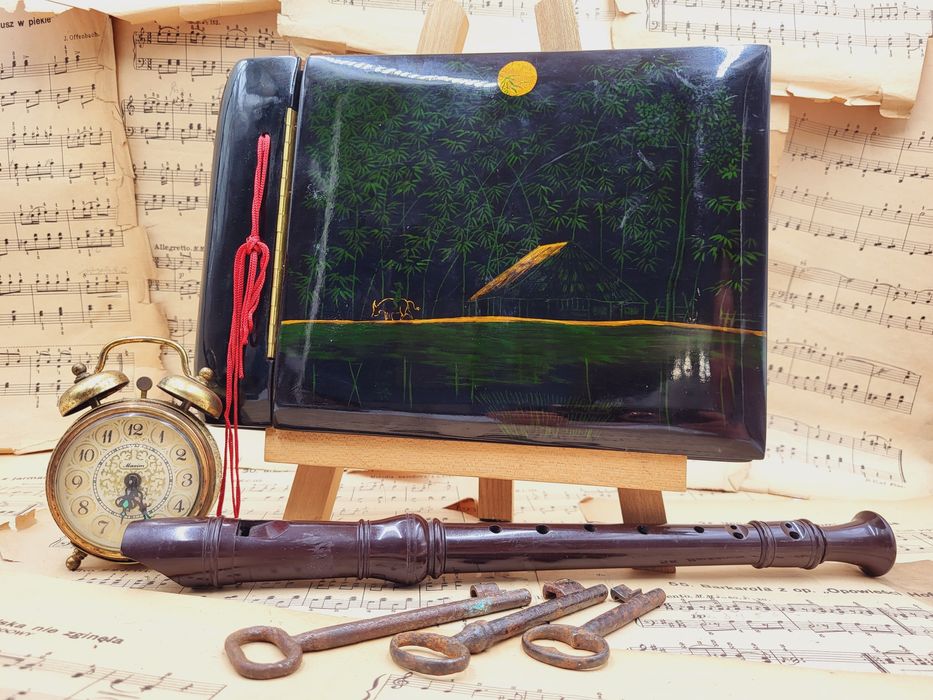 Stary album na zdjęcia wykonany z laki