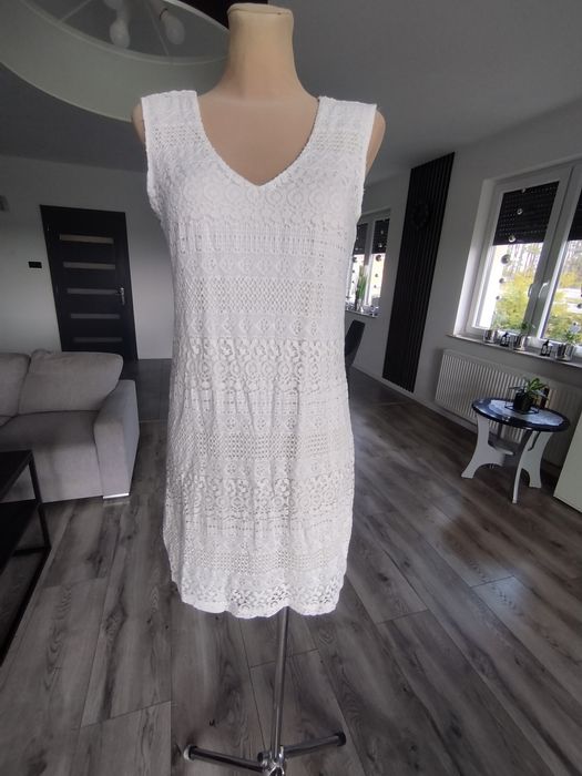 R.L only śmietankowa biała kremowa sukienka koronka wesele komunia chr